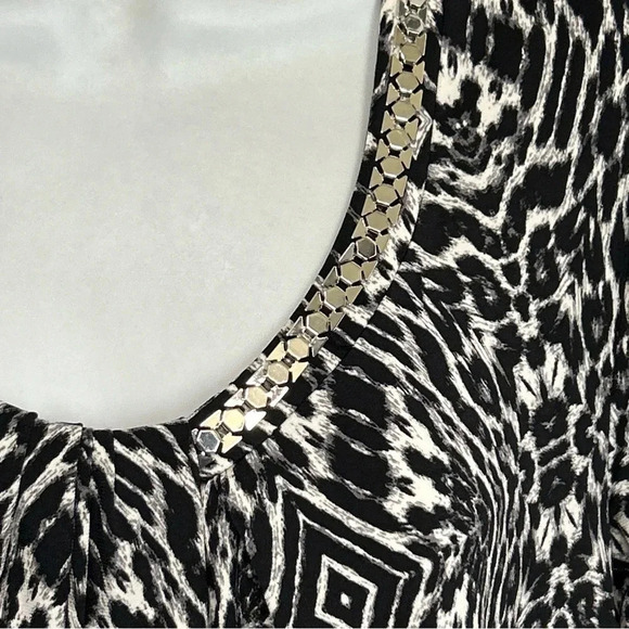 GLORIA VANDERBILT Women's Small Animal Print Slinky Top Embellished Stretch Sexy - Picture 3 of 13